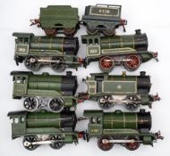 A group of six Hornby O gauge 0-4-0 tank locomotives:, GWR green No 4560, No 9391, No 4797,