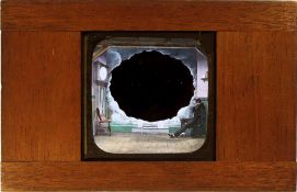 A dissolve set of three magic lantern slides 'The Old Man's' Dream':, in mahogany frames, 11.5 x 17.