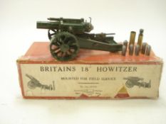 A Britain's 18'' Howitzer: in green with shell and loading tool in original box.