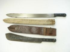 A WWII period British army machete by S & J Hitchin, Sheffield,