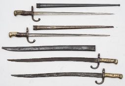 Two French Gras 1874 pattern bayonets:, dated 1876,