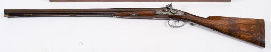 A cased double barrel percussion cap shotgun by J Purdey, London:,