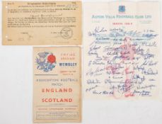 A WWII England v Scotland Football programme, dated February 19th 1944:,