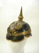 A copy of a Prussian Anhalt Officer's picklehaube:, brass spike and spine ,