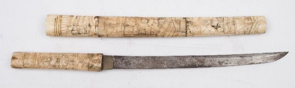 A late 19th /early 20th century bone wakizashi:,