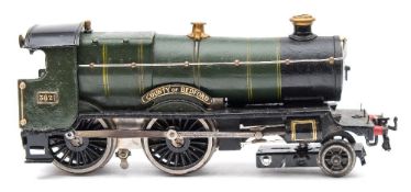 A Hornby O gauge No 2C Special 4-4-0 GWR green locomotive 'County of Bedford', No 3821.