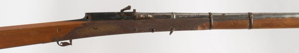 A large reproduction Indian matchlock, number 17743:, 232cm long.