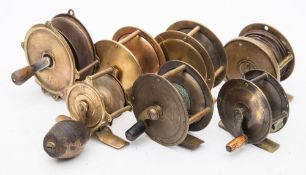 A Hardy 2 inch brass reel:, signed to plate,