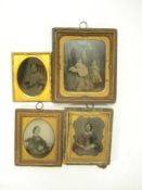 A Victorian 1/4 plate ambrotype of a woman and two children:,