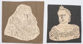 Two early 19th century Continental hand cut coptograph portraits:,