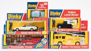 Dinky, a boxed group of five emergency vehicles:, comprising 263 Airport Fire Rescue Tender,