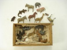 Britains and others, a small collection of various zoo animals:, also several wooden examples.