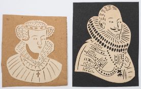 Two early 19th century Continental hand cut coptograph portraits:,