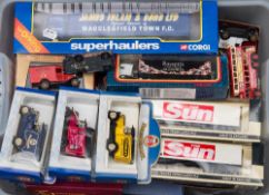 Matchbox and others:, a boxed group of buses, cars and commercial vehicles etc.
