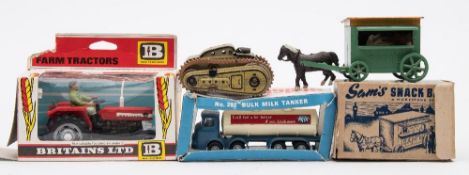 A Gama tinplate clockwork T56 tank:, together with a Morestone series 'Sam's Snack Bar',