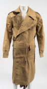 A WWII British Army dispatch rider's canvas overcoat by the Manchester Clothing Company:, size 8,