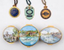 Two enamel Hanley Regatta Steward's badges for 1937 and 1939 and a Member's badge for 1949:,