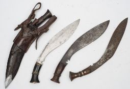 A group of four Kukri's:, of traditional form ,