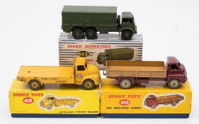Dinky No 408 Big Bedford Lorry:, maroon cab and chassis, grey tyres in blue and yellow box,