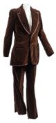 A mid 20th century brown velvet gentleman's suit by Blades of London,