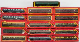 Hornby Railways OO/HO gauge, a boxed group of passenger coaches:,including R422 LMS full third,