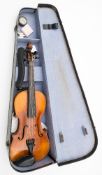 A late 19th century German violin: the two piece back of medium flame and curl,