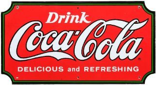 A late 20th century Coca-Cola enamel advertising sign:, circa 1970s,