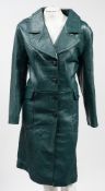 A green leather three quarter length jacket by Suede & Leathercraft Ltd, London:,