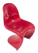 Vernor Panton (1926-1998) for Herman Miller, a red plastic 'Panton' S-chair:,