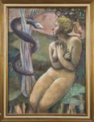 * Attributed to Christine Nisbet [1902-1990]- Temptation in the Garden of Eden,:- oil on board,
