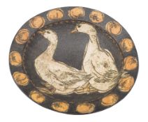 * Laurel Keeley (Contemporary) a stoneware dish: of mildly ovoid form with off centre base incised