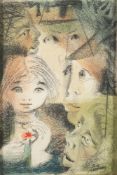 European School 20th Century- Youth,:- indistinctly signed bottom right mixed media 37 x 24.5cm.
