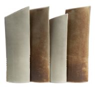 *Val Barry (1937-2018) four porcelain 'sword forms': each of narrow slab built form with distorted