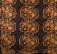 Two late 1960s/early 1970s printed curtain panels: with orange, brown,