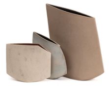 *Val Barry (1937-2018) three stoneware 'sword forms': each of narrow slab built profile with