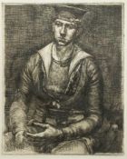 * Raymond Mason [1922-2010]- Self-Portrait in Sailor's uniform,:- etching, image size 19 x 15cm.