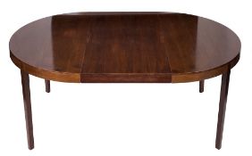 A mid 20th Century Danish circular rosewood extending dining table, possibly by Mobler:,