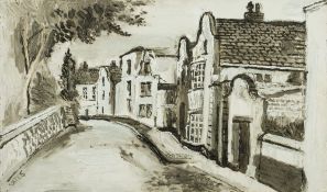 * Fred Yates [1922-2008]- The Strand, Topsham,:- signed bottom left oil on board, 47.5 x 80.5cm.