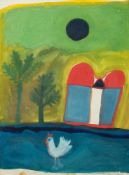 Helen Reid [20th Century, New Zealander]- Chicken under a blue sun,