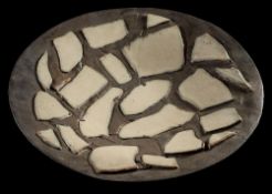 *Val Barry (1937-2018) a large stoneware shallow dish: of circular form applied with relief