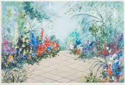 * Marietta Rose Stevens ]20/21st Century, American]- Garden Harmony I,:- coloured print,