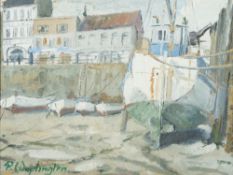 * Paul Waplington [b.1938]- Harbour, low tide,:- signed bottom left oil on board, 29 x 38.5cm.