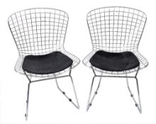 A pair of late 20th Century wire work side chairs in the manner of Harry Bertoia:, unsigned,