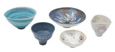 *Marianne de Trey (1913 - 2016) five porcelain bowls and dishes: comprising a footed bowl,