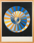 Victor Vasarely [1906-1997]- Blue Circle,:- coloured print, 84 x 74cm.