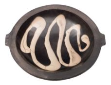 *John Nuttgens (Contemporary) a stoneware dish: of robust circular form with lug handles,