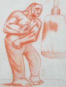 * Peter Howson [b.1958]- The Boxer,:- signed and dated '87 red chalk drawing 29 x 22cm.