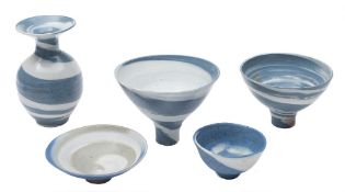 *Marianne de Trey (1913 - 2016) five porcelain vessels: comprising two footed bowls,