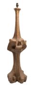 A contemporary stoneware lamp base: of gnarled abstract form,