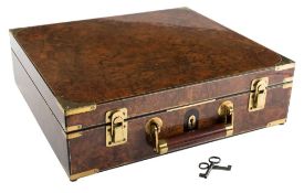 By David Oddy, Exeter - A contemporary burr walnut inlaid and brass mounted attache case:,